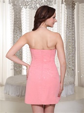 Sparkle Light Watermelon Column Sequin Prom Gowns Short
