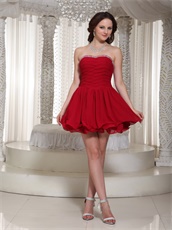 Wine Red Chiffon Crossed Ruching Bodice Short Party Dresses For Girl