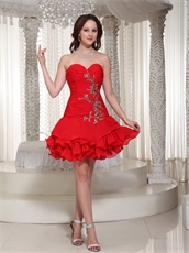 Sweetheart Mini Ruffles Red Homecoming Dress Customized Tailoring Free