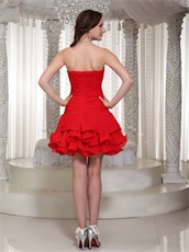 Sweetheart Mini Ruffles Red Homecoming Dress Customized Tailoring Free