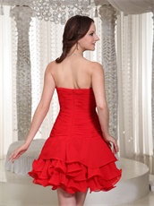 Sweetheart Mini Ruffles Red Homecoming Dress Customized Tailoring Free