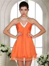 Simple V Shaped Short Club Homecoming Prom Dress Orange Under 70