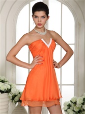 Simple V Shaped Short Club Homecoming Prom Dress Orange Under 70