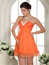 Simple V Shaped Short Club Homecoming Prom Dress Orange Under 70