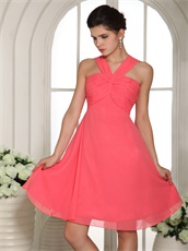 Money-back Guarantee Watermelon Wide Straps Bridesmaid Dress With Ribbon Back