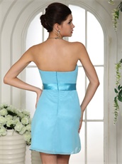 Strapless Aqua Blue Bridesmaid Dress With Knee Length Skirt Refund Guarantee