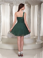 Allure One Shoulder Ruched Bodice Peacock Green Prom Dress For Buffet Party