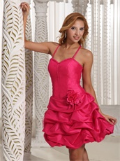 Cute Spaghetti Straps Short Prom Dress With Hand Made Flower