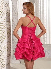 Cute Spaghetti Straps Short Prom Dress With Hand Made Flower