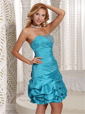 Strapless Bubble Mini Prom Dress By Turquoise Blue Taffeta