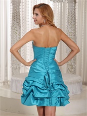 Strapless Bubble Mini Prom Dress By Turquoise Blue Taffeta