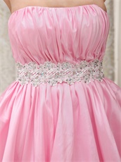 Pink Strapless Beaded Sash Mini-length Homecoming Dress Online