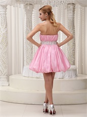 Pink Strapless Beaded Sash Mini-length Homecoming Dress Online