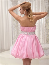 Pink Strapless Beaded Sash Mini-length Homecoming Dress Online