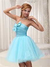 Petite Girl School Ceremony Graduation Dress With Bowknot Baby Blue