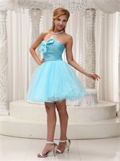 Petite Girl School Ceremony Graduation Dress With Bowknot Baby Blue