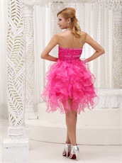 Fashionable Hot Pink Sweetheart Ruffles Dress For Cocktail Party