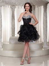 Rhinestone Decorate Little Black Ruffles Skirt Girl Favourite Prom Dress