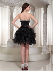 Rhinestone Decorate Little Black Ruffles Skirt Girl Favourite Prom Dress