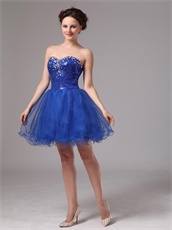 Royal Blue Curly Hemline Club Sequin Short Dance Dress Choreography