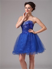 Royal Blue Curly Hemline Club Sequin Short Dance Dress Choreography