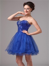 Royal Blue Curly Hemline Club Sequin Short Dance Dress Choreography