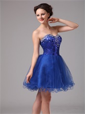 Royal Blue Curly Hemline Club Sequin Short Dance Dress Choreography