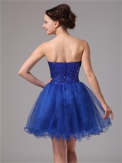 Royal Blue Curly Hemline Club Sequin Short Dance Dress Choreography