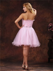 Sweet Baby Pink Beaded Strapless Homecoming Dress Wholsale at Low Price