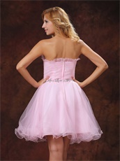 Sweet Baby Pink Beaded Strapless Homecoming Dress Wholsale at Low Price