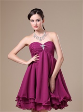 Hot Sale Empire Cherry Layers Short Formal Party Dress Made By Chiffon