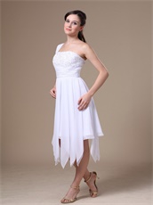 Right One Shoulder White Prom Dress Asymmetrical Streamer Skirts