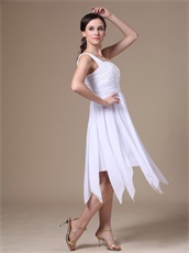 Right One Shoulder White Prom Dress Asymmetrical Streamer Skirts