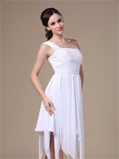 Right One Shoulder White Prom Dress Asymmetrical Streamer Skirts