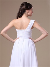 Right One Shoulder White Prom Dress Asymmetrical Streamer Skirts