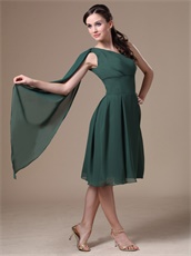 Dark Hunter Green Chiffon One Shoulder Short Prom Dress With Streamer