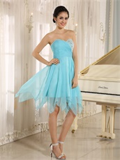 Ice Blue Chiffon Irregular Hemline Homecoming Dress Girl Most Pick