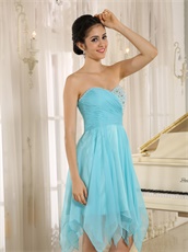 Ice Blue Chiffon Irregular Hemline Homecoming Dress Girl Most Pick