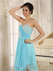 Ice Blue Chiffon Irregular Hemline Homecoming Dress Girl Most Pick