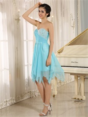 Ice Blue Chiffon Irregular Hemline Homecoming Dress Girl Most Pick