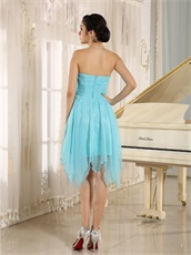 Ice Blue Chiffon Irregular Hemline Homecoming Dress Girl Most Pick