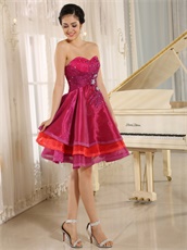 Fuchsia and Red Layers Vacation Cocktail Dress Married Women