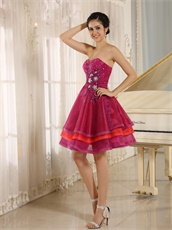 Fuchsia and Red Layers Vacation Cocktail Dress Married Women