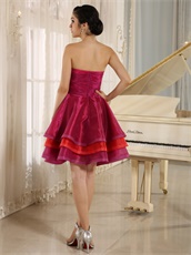 Fuchsia and Red Layers Vacation Cocktail Dress Married Women