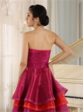 Fuchsia and Red Layers Vacation Cocktail Dress Married Women