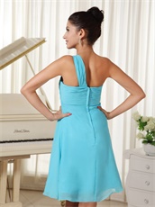 One Shoulder Aqua Chiffon Prom Dress Short Skirt In Oklahoma