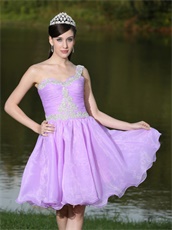 Lilac One Shoulder Prom Dress For Cocktail Party Short Skirt