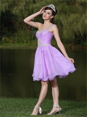 Lilac One Shoulder Prom Dress For Cocktail Party Short Skirt