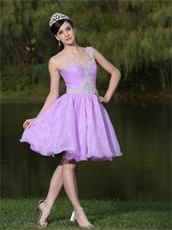 Lilac One Shoulder Prom Dress For Cocktail Party Short Skirt