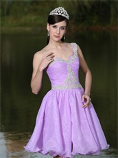 Lilac One Shoulder Prom Dress For Cocktail Party Short Skirt